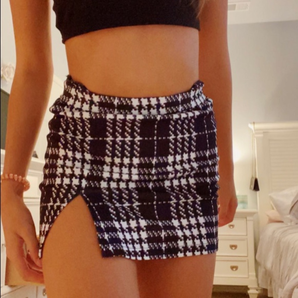 black and white skirt